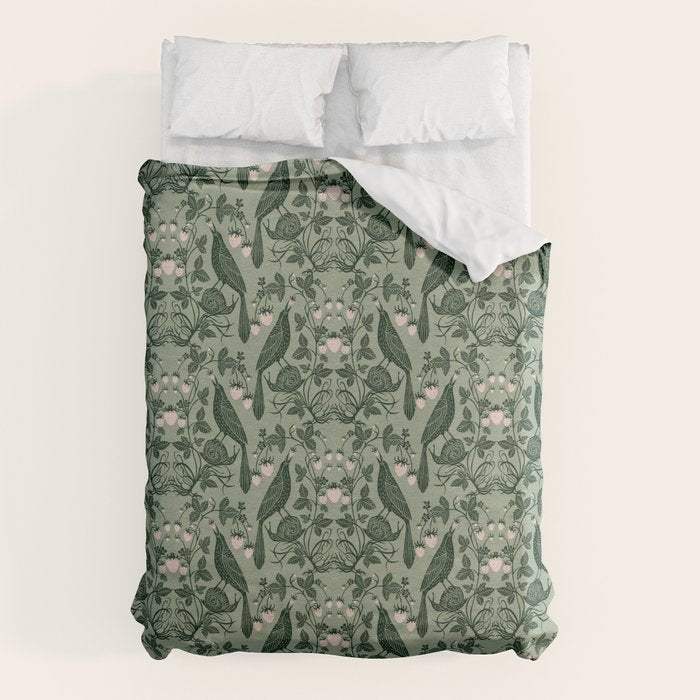 Birds and Snails with Strawberries Duvet Cover Gallery Image 6