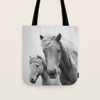 Horses - Black & White Tote Bag Gallery Image 1