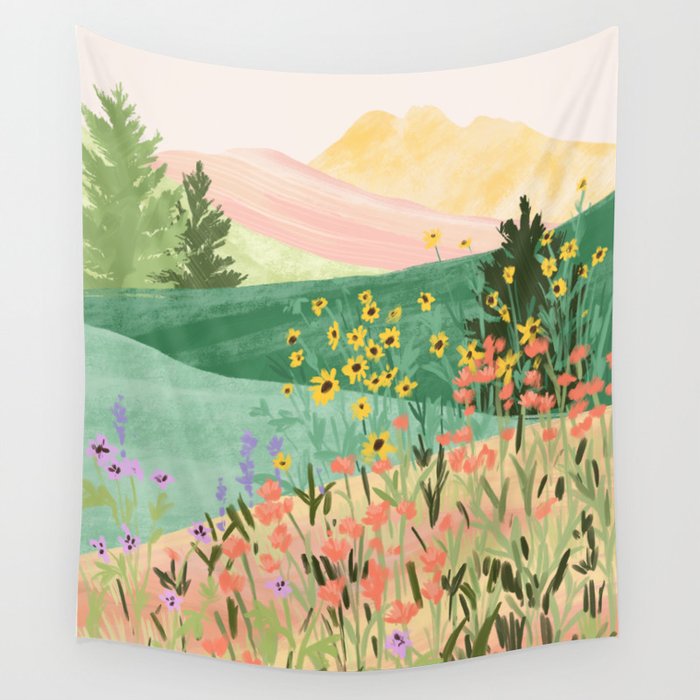 Flower Meadow Wall Tapestry Gallery Image 4