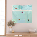 Saturdays At The Pool Illustration Wall Tapestry Gallery Image 2