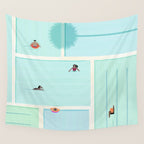 Saturdays At The Pool Illustration Wall Tapestry Gallery Image 4