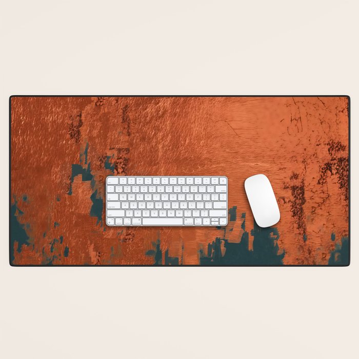 Aesthetic Grunge Copper and Teal Green Rust Desk Mat Gallery Image 1