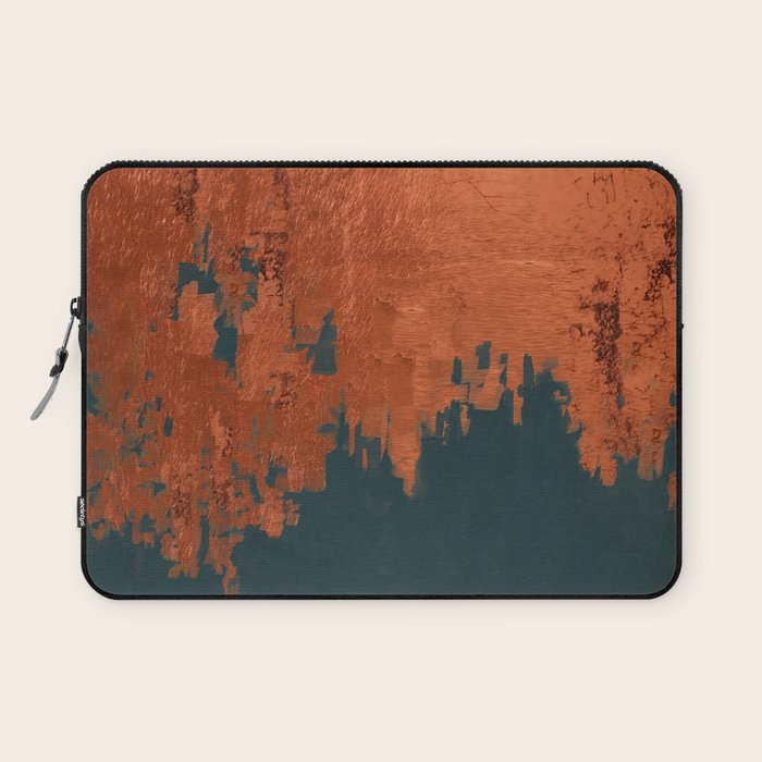 Aesthetic Grunge Copper and Teal Green Rust Laptop Sleeve Gallery Image 1