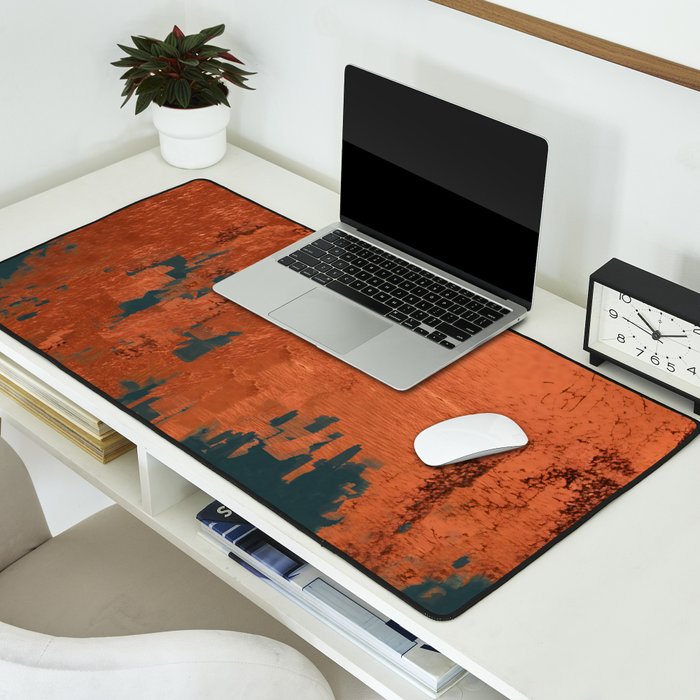 Aesthetic Grunge Copper and Teal Green Rust Desk Mat Gallery Image 2