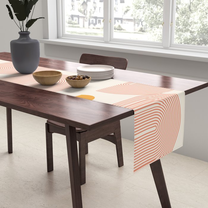 Abstraction_SUN_DOUBLE_LINE_POP_ART_Minimalism_001C Table Runner Gallery Image 2