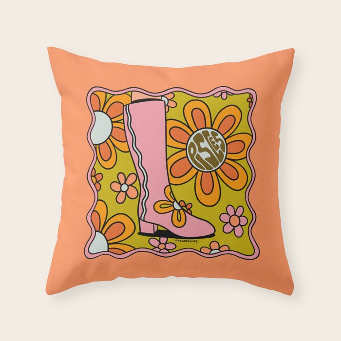 Pisces Groovy Boots Throw Pillow Gallery Image 6