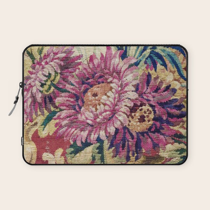Antique French Gobelins Floral Textile Print Laptop Sleeve Gallery Image 1