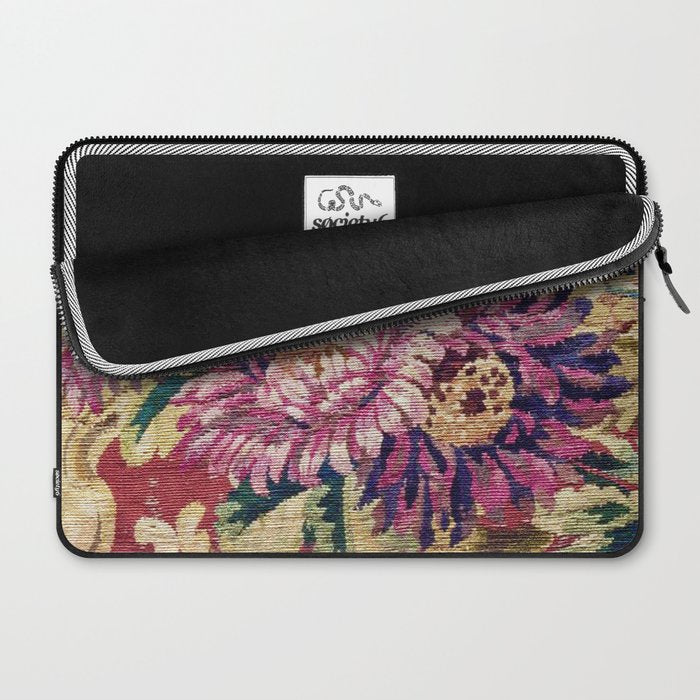 Antique French Gobelins Floral Textile Print Laptop Sleeve Gallery Image 2