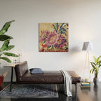 Antique French Gobelins Floral Textile Print Wood Wall Art Gallery Image 2