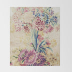 Antique French Gobelins Floral Textile Print Throw Blanket Gallery Image 2