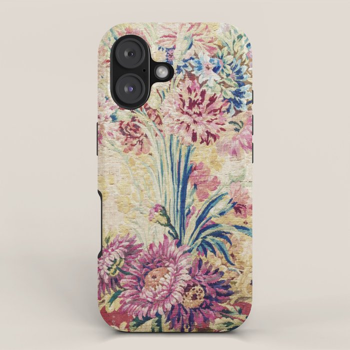 Antique French Gobelins Floral Textile Print iPhone Case Gallery Image 1