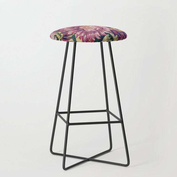 Antique French Gobelins Floral Textile Print Stool Gallery Image 1