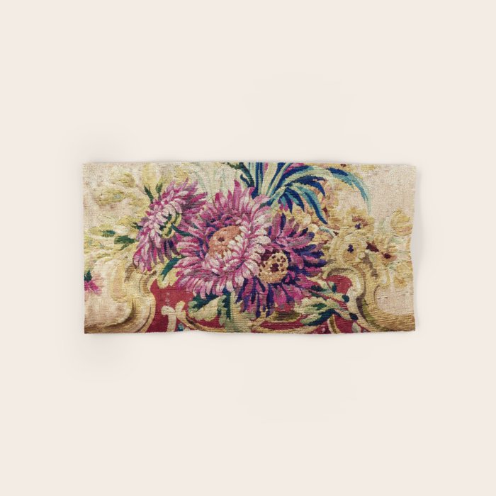 Antique French Gobelins Floral Textile Print Bath Towel Gallery Image 1