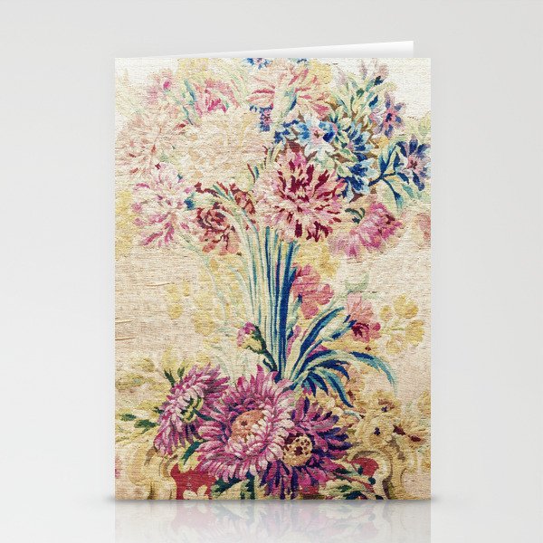 Antique French Gobelins Floral Textile Print Stationery Card Gallery Image 1