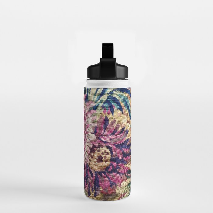 Antique French Gobelins Floral Textile Print Water Bottle Gallery Image 2
