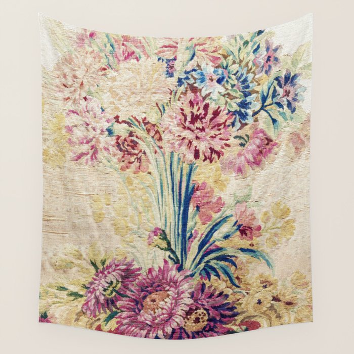 Antique French Gobelins Floral Textile Print Wall Tapestry Gallery Image 4