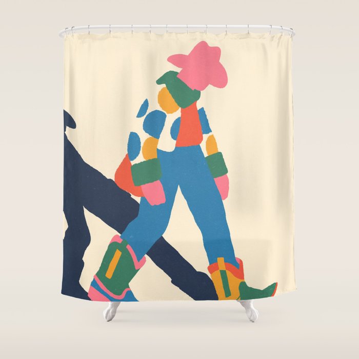 Color Block Cowboy Stroll Shower Curtain Gallery Image 1