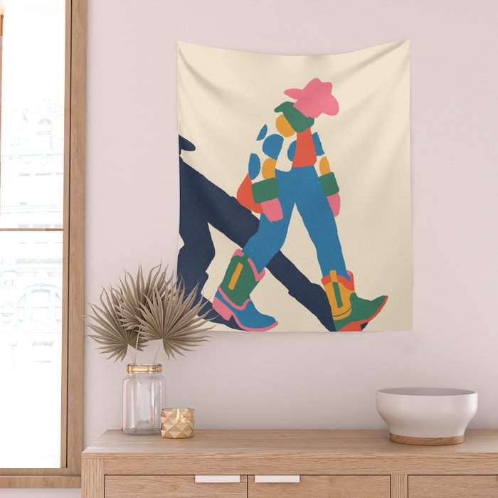 Color Block Cowboy Stroll Wall Tapestry Gallery Image 2