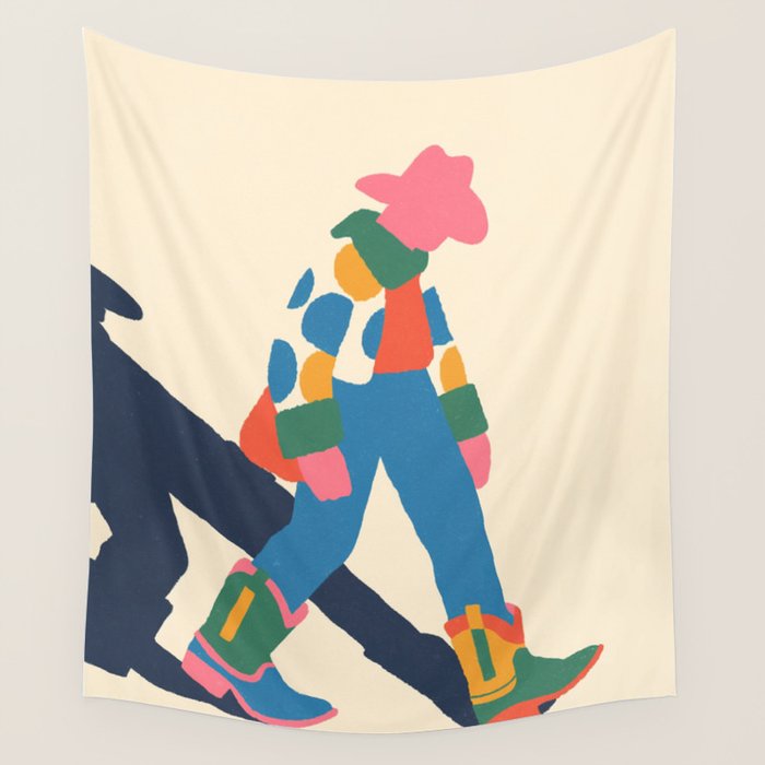 Color Block Cowboy Stroll Wall Tapestry Gallery Image 4