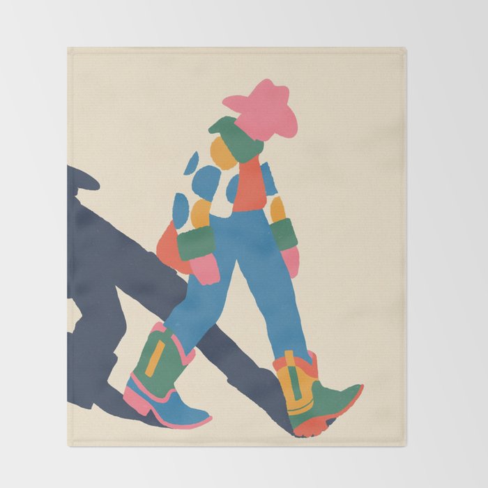 Color Block Cowboy Stroll Throw Blanket Gallery Image 2