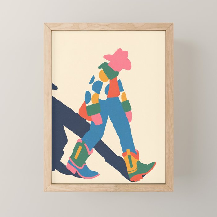 Color Block Cowboy Stroll Mini Art Print Gallery Image 1