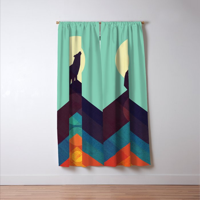 Howling Wild Wolf Window Curtain Gallery Image 3