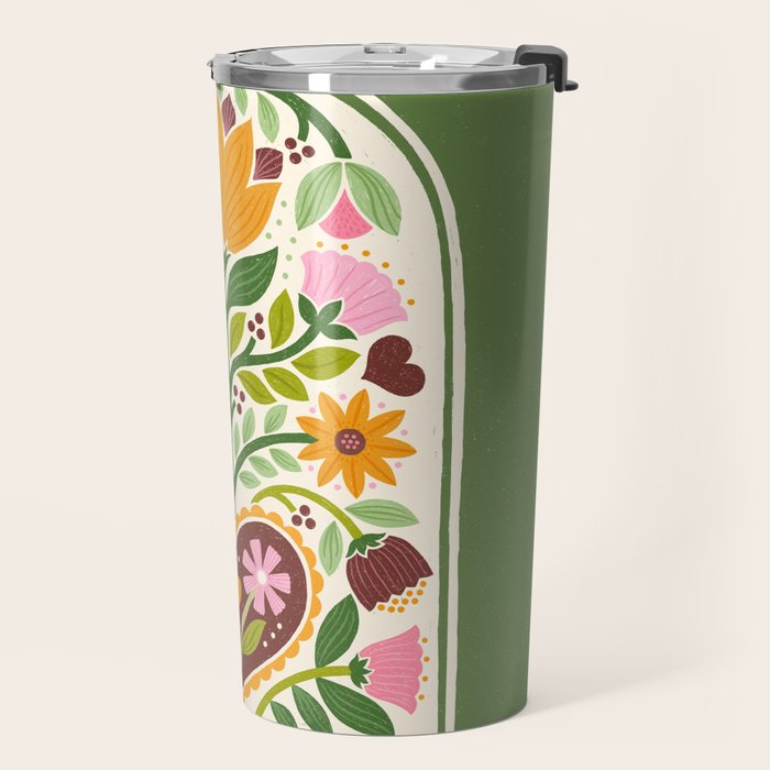 Let your Love Bloom Floral Folk Art Travel Mug Gallery Image 2