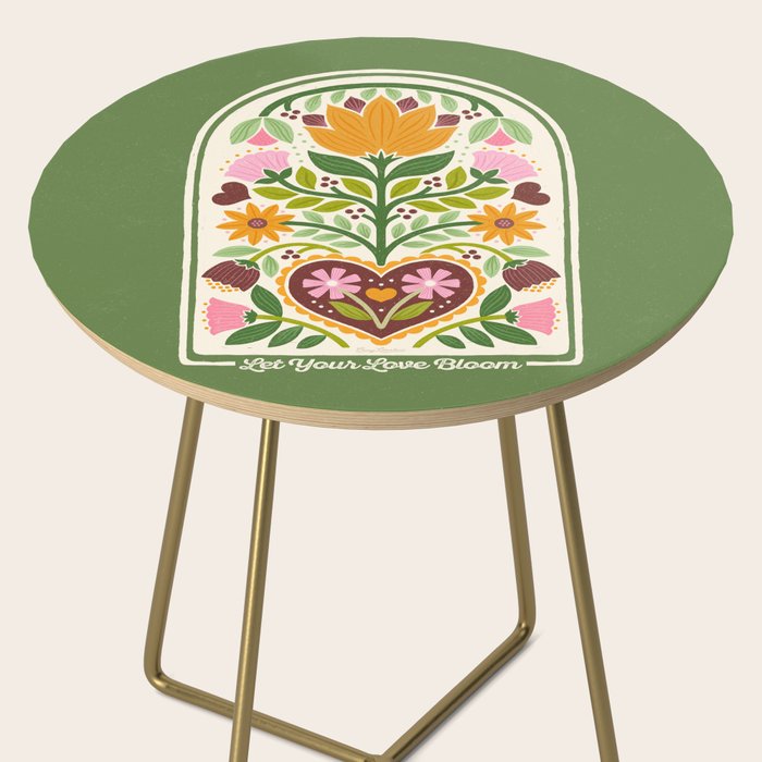 Let your Love Bloom Floral Folk Art Side Table Gallery Image 2