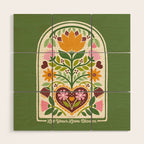 Let your Love Bloom Floral Folk Art Wood Wall Art Gallery Image 1