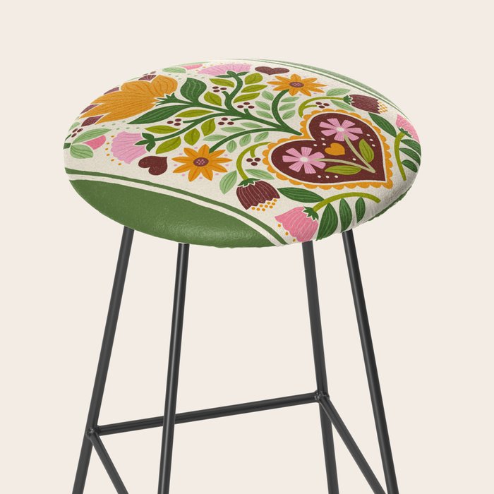Let your Love Bloom Floral Folk Art Stool Gallery Image 2