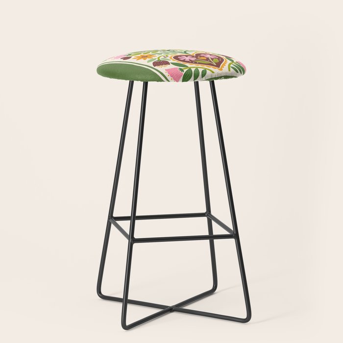 Let your Love Bloom Floral Folk Art Stool Gallery Image 1