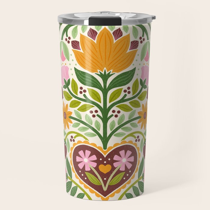 Let your Love Bloom Floral Folk Art Travel Mug Gallery Image 1