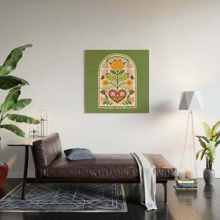 Let your Love Bloom Floral Folk Art Wood Wall Art Gallery Image 2