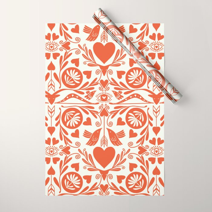 Folkart doves and deer occult pattern  Wrapping Paper Gallery Image 1