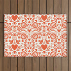 Folkart doves and deer occult pattern  Outdoor Rug Gallery Image 1