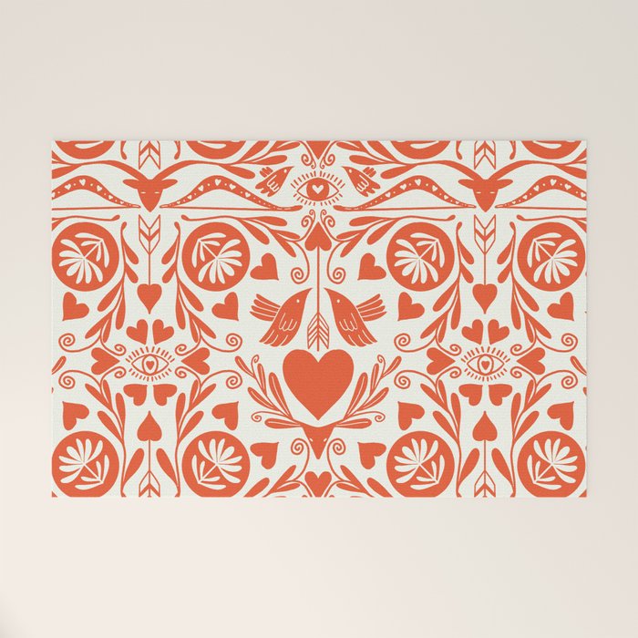 Folkart doves and deer occult pattern  Welcome Mat Gallery Image 1