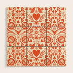 Folkart doves and deer occult pattern  Wood Wall Art Gallery Image 1