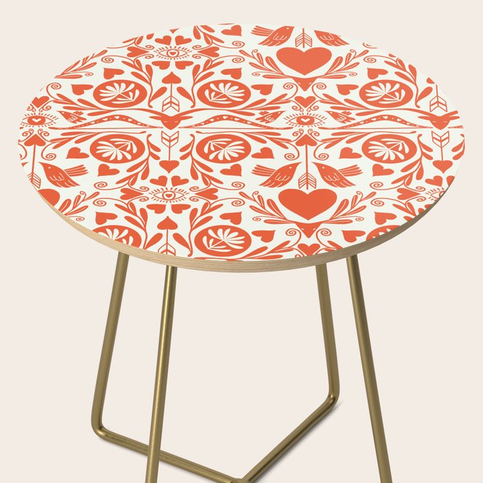 Folkart doves and deer occult pattern  Side Table Gallery Image 2