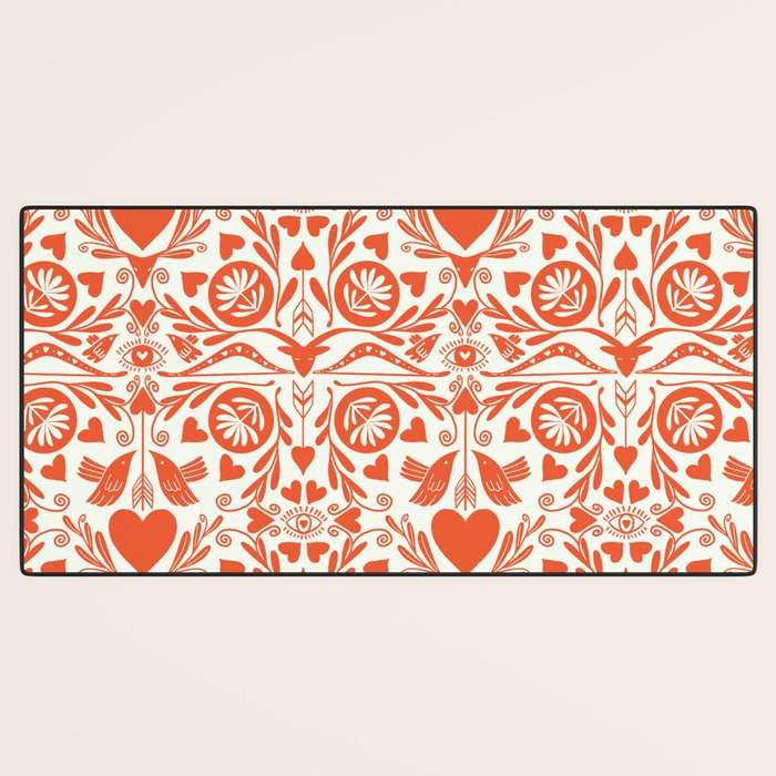 Folkart doves and deer occult pattern  Desk Mat Gallery Image 3