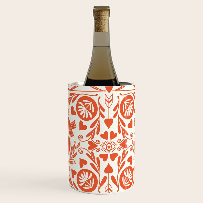 Folkart doves and deer occult pattern  Wine Chiller Gallery Image 3