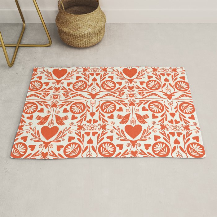 Folkart doves and deer occult pattern  Rug Gallery Image 1