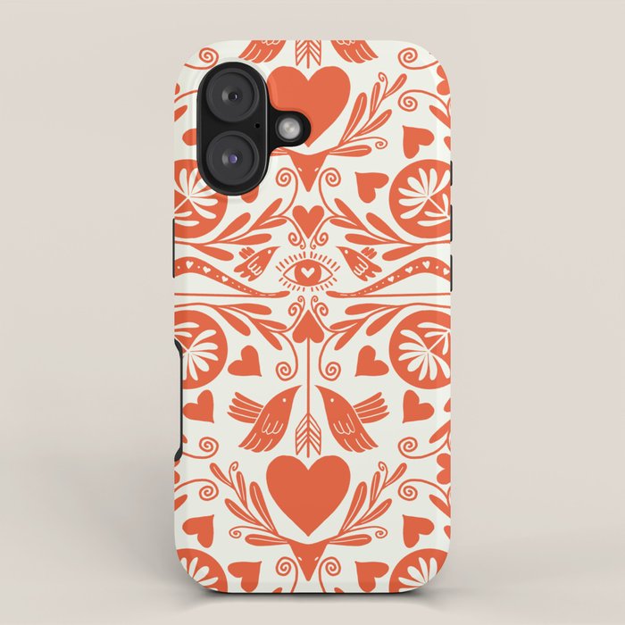 Folkart doves and deer occult pattern  iPhone Case Gallery Image 1
