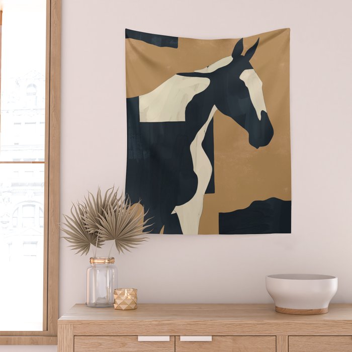 Abstract Minimal Horse 6 Wall Tapestry Gallery Image 2