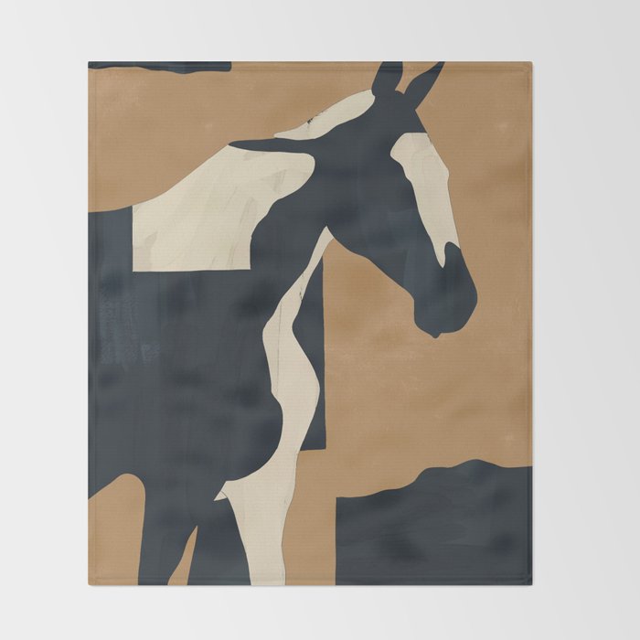Abstract Minimal Horse 6 Throw Blanket Gallery Image 2