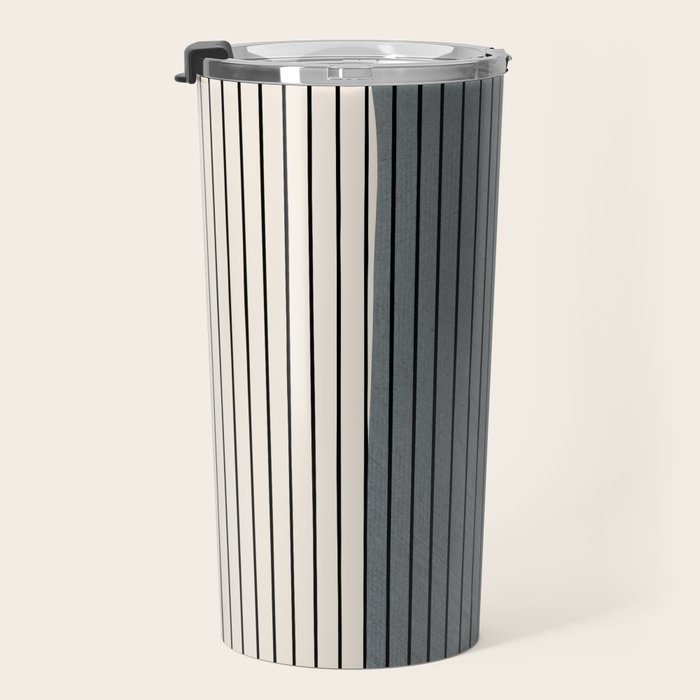 Gray Color Block Black Lines Minimal Artwork Travel Mug Gallery Image 3