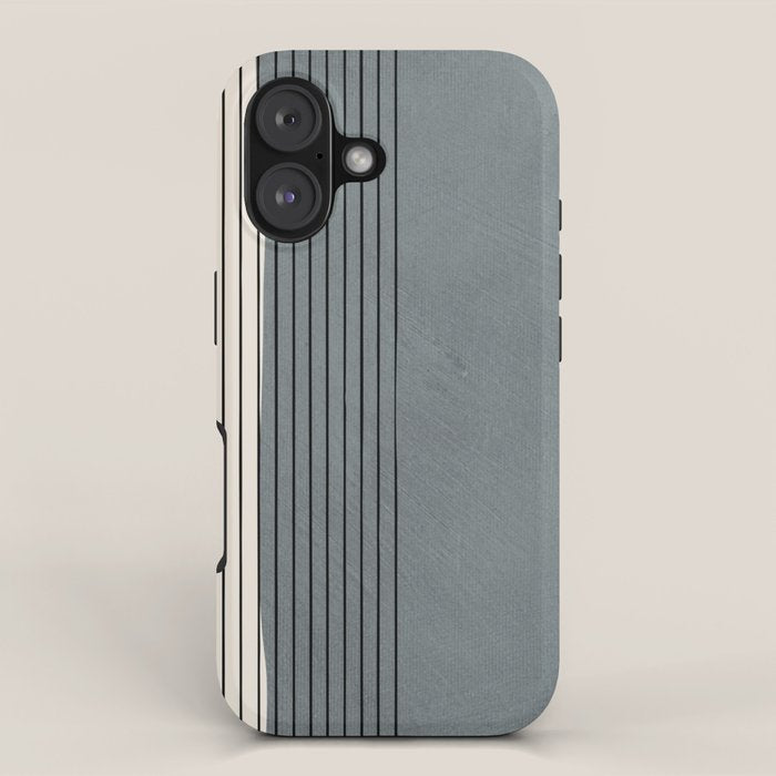 Gray Color Block Black Lines Minimal Artwork iPhone Case Gallery Image 1