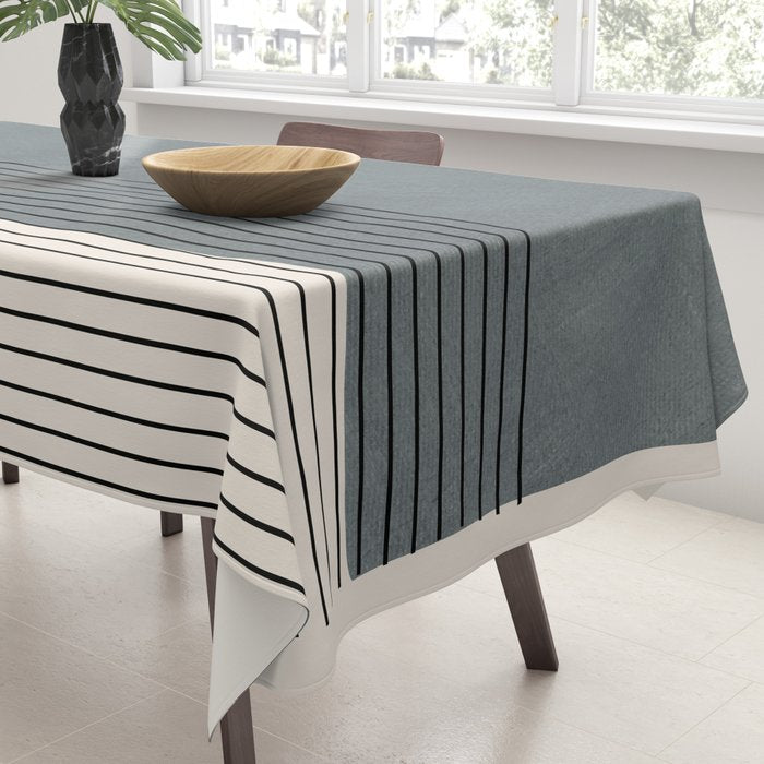 Gray Color Block Black Lines Minimal Artwork Tablecloth Gallery Image 3