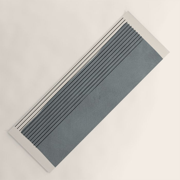 Gray Color Block Black Lines Minimal Artwork Yoga Mat Gallery Image 1