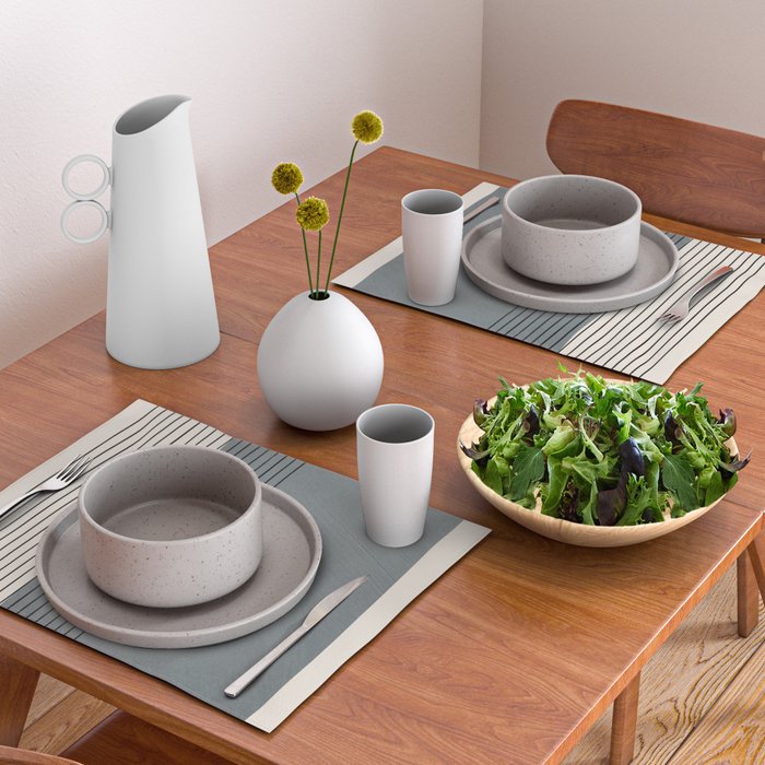 Gray Color Block Black Lines Minimal Artwork Placemat Gallery Image 2