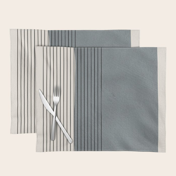 Gray Color Block Black Lines Minimal Artwork Placemat Gallery Image 1